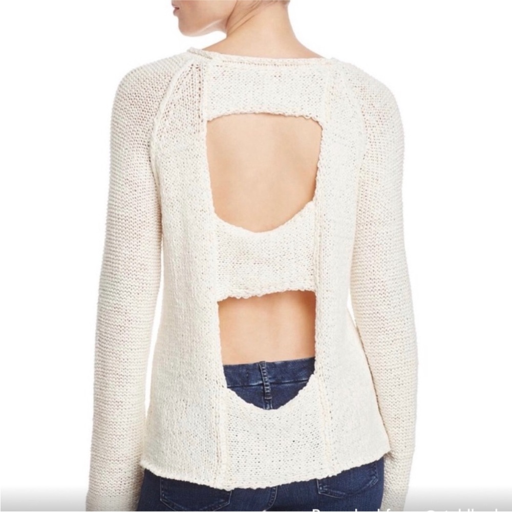 Elan NWT white open back lantern sleeve casual sweater revolve Shopbop Nordstrom